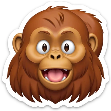 Cinematic Cute Yawning Orangutan Portrait Emoji, Head tilted slightly with a dramatic, wide-open yawn, showcasing a richly textured face with half-closed, sleepy eyes and a relaxed, open expression, Simplified yet irresistibly adorable features, highly detailed, glowing with a soft, cozy jungle glow, high shine, relaxed yet expressive, stylized with a dash of whimsical charm, soft glowing outline, capturing the essence of a drowsy yet affectionate guardian that appears ready to stretch out for a nap! sticker