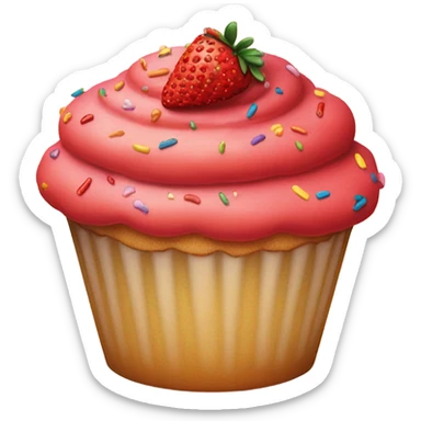 Giant strawberry cupcake with sprinkles sticker