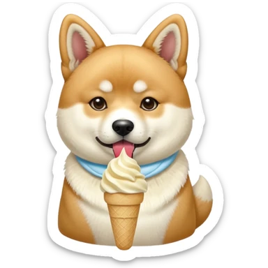 Japanese akita inu eating icecream sticker