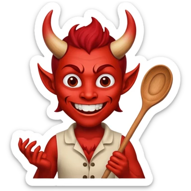 Cooker like demon with a smile and wooden spoon sticker