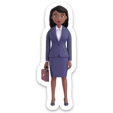 Accomplished African female executive with long straight black hair, sharp business attire, commanding presence sticker