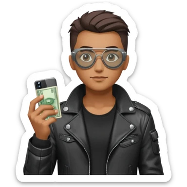 cyber punk man holding money and phone sticker
