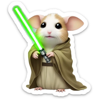 hamster as yoda with lightsaber sticker