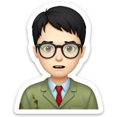 Zombie nerd cabelo preto sticker