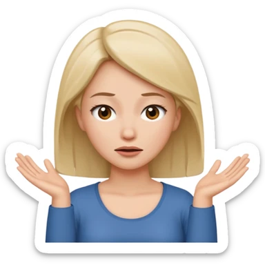 woman shrugging, eyes closed sticker