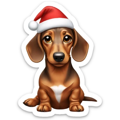 Dachshund with a Christmas hat  sticker
