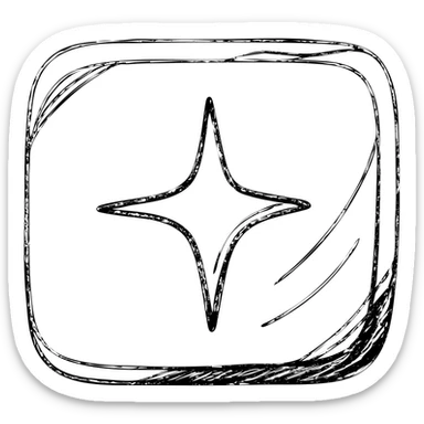 hand-drawn outlined icon of a small bright star on a glossy black vehicle surface, subtle reflections, clean and modern sticker