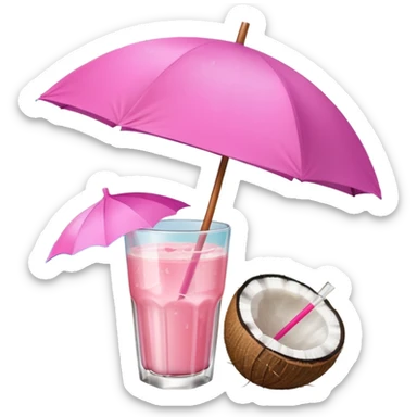 coconut drink with pink umbrella sticker