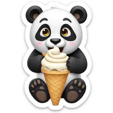 Panda eating ice cream sticker
