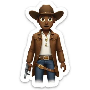 Cowboy with 2 guns sticker