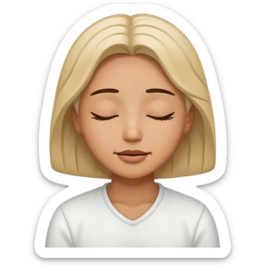 closed eyes relieved facial expression in a white clothing sticker