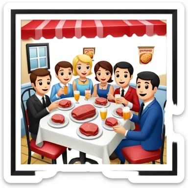 Party at a french SPAM meat cafe LANDSCAPE  sticker