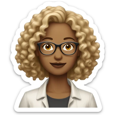 Gorgeous light brown woman with medium length blonde curly hair and glasses sticker