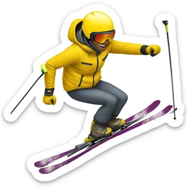 A skier in a yellow jacket sticker