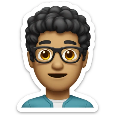 Figure an ugly man with black hair and glasses. The man's skin color should be white. His hair should fall out in the middle and there should be very little hair. sticker