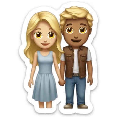 Couple blonde brun sticker