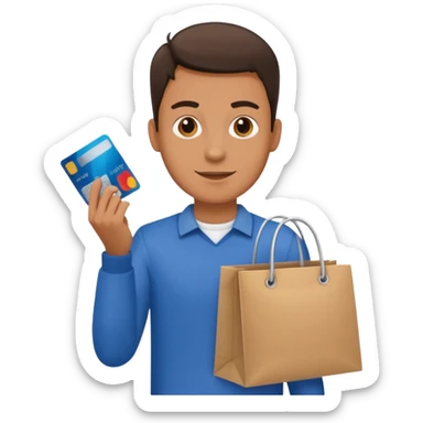 emoji of a man with a credit card and a shopping bag sticker