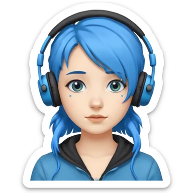 blue haired earringed heaphone wearing girl sticker