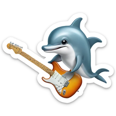 Dolphin playing a Fender Stratocaster sticker