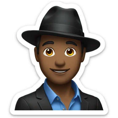 sexy Man in blue button down shirt, black blazer, black fedora sticker