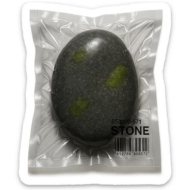large smooth stone with a few moss spots, glossy sticker