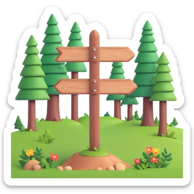 wooden signpost in forest sticker
