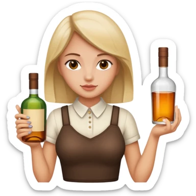 Girl holding liquor bottles  sticker