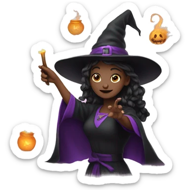 White girl witch casting a spell sticker
