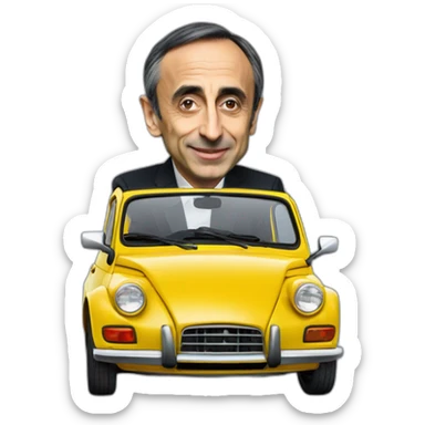 Éric Zemmour dans une Citroën Ami-one sticker