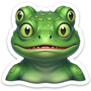 zombie frog portrait, head and shoulders only, slimy undead skin, glowing green eyes, funny creepy look, 3D cartoon, mobile game icon style, clean background, no text, no watermark
 sticker
