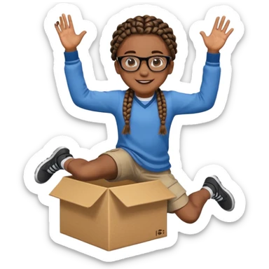 black boy with glasses and box braids jumping sticker