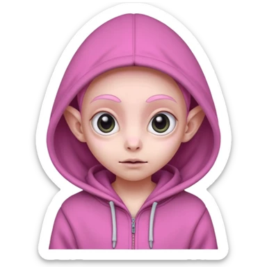 Aliens Pink, hoodie, cute big eyes, thin ears, half body sticker