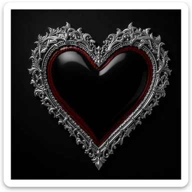 gothic heart with a silver gothic frame, professional photography style sticker