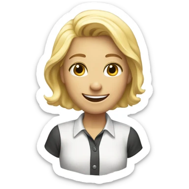 smiling blonde with collared shirt sticker