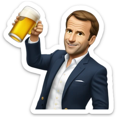 Macron qui boit une bière 🍺 sticker