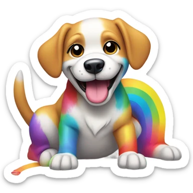 Dog pooping rainbows  sticker