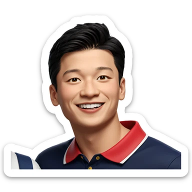 smiling boy in collared shirt sticker