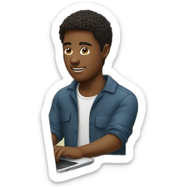 Young man behind a laptopthe baloclave sticker