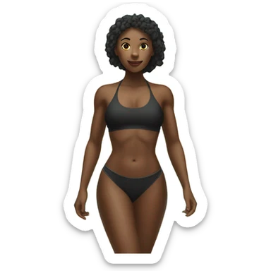 1 Black woman in a bikini exercise on the beach. sticker