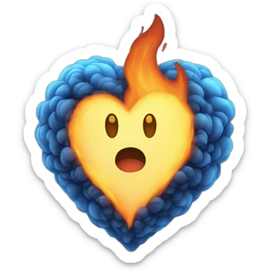 Blue fire heart sticker