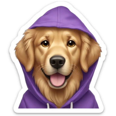 golden retriever in purple hoodie sticker