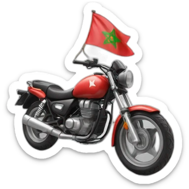 une moto avec le drapeau du Maroc derrière sticker