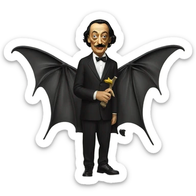 Salvador Dali with bat wings on k2 sticker