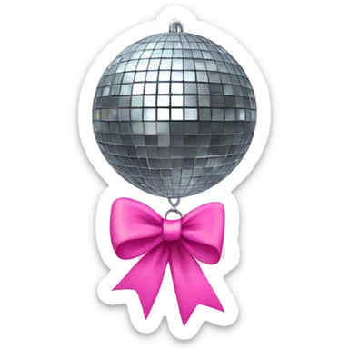 Disco ball with pink bow sticker