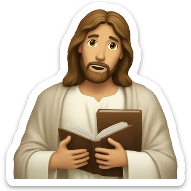 Jesus Christ holding an open Bible sticker