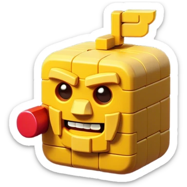 Clash of Clans aesthetic: Cinematic Playful Pixel 3D Key Portrait Emoji, rendered in a 3D vector-style similar to standard emojis with minimal shading and bold, simplified shapes. A compact, distinct form with signature details, softly glowing with a pixelated adventure charm. Simplified yet unmistakably iconic, highly detailed and consistent, glowing with a soft radiance and high shine. Stylized with a touch of classic pixel-art charm and a soft glowing outline, capturing the essence of a beloved gaming relic with a friendly, playful manner! sticker