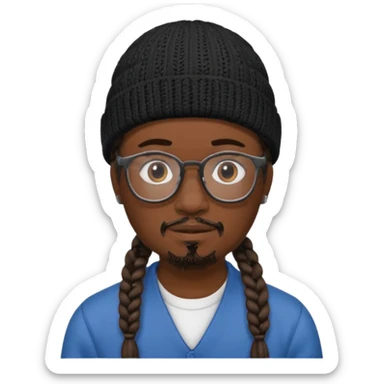 man with braids glasses beanie and goatee sticker