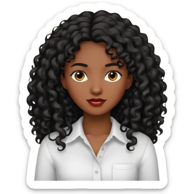 Mujer morena pelo negro rizado largo sticker