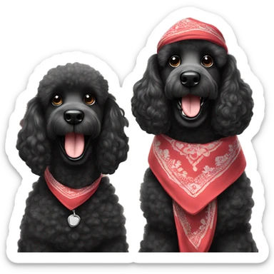 Two BLACK poodles with a big smile. Also with a bandanna around its neck. Both Dogs needs to be all black sticker