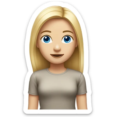 girl with blue eyes shoulder-length blond straight hair, emoji should include shoulders sticker
